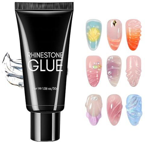 Nagelkleber Für Kunstnägel, 30 ml UV Nagel Kleber, Extra Stark Nail Glue Für Press on Nails, Nageltips, Fake Nails, Künstliche Nägel, 3d Gel Nail Art, Klebergel für 3D-Edelsteine, Rhinestone, Blumen