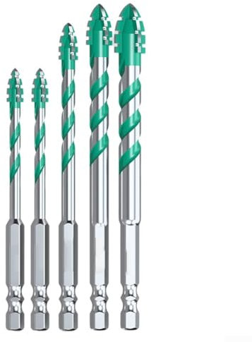 Set di 5 punte da trapano in carburo per forare legno, piastrelle e metallo, include diverse dimensioni per diversi progetti