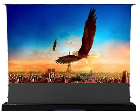 videoproyector Pantalla proyector Pantalla de proyector antiluz de elevación de Piso de tensión de lengüeta eléctrica motorizada de 72-120 Pulgadas para proyector láser UST 4k(100 Inch)