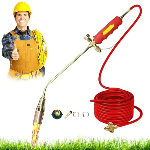 BESTXH Nouveau Chalumeau DéSherbant pour Bouteille De Propane (2025), Kit De DéSherbage Robuste Au Chalumeau Au Propane, Lance-Flammes Portable avec Tuyau De 1,2 M, 2 M Et 5 M,Nozzle : 2in+3.9ft Tube