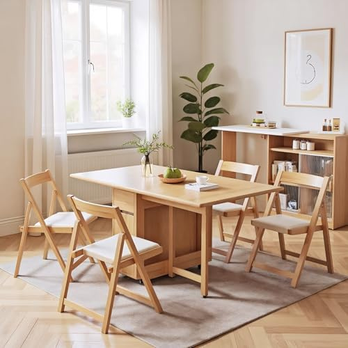 1,4 m platzsparender Esstisch, Multifunktionstisch mit 4 Rädern, Küchentisch-Nähtisch for kleine Räume for Küche, Esszimmer, Wohnzimmer