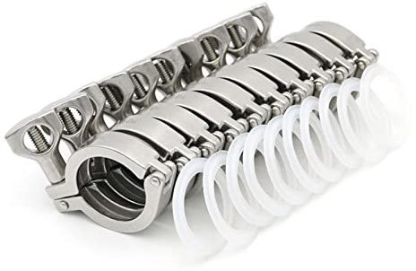 KAYOUDE 1.5/2/2.5/3/4 Tri Clamp Clover Sanitary Pipe Fittings 25.4/50.5/64/106/119 Ferrule 304 Stainless Steel Homebrew 10Pcs(K25.4)