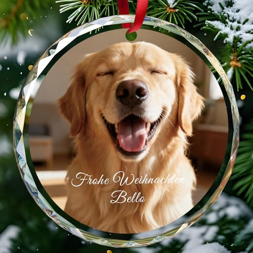 Puzzlo Personalisierte Weihnachtskugeln Haustiere - Christbaumkugel Personalisiert mit Haustier Foto Namen - Personalisiert Weihnachtsbaumschmuck für Katzen, Hunde und Tierliebhaber