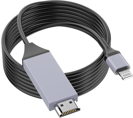[Certificado Apple MFi] Adaptador de cable Lightning a HDMI para iPhone, 1080P Lightning a HDMI, adaptador AV digital HDTV, compatible con iPhone 14, 13, 12, 11 Pro Max, XS, XR, X, 8, a monitor de