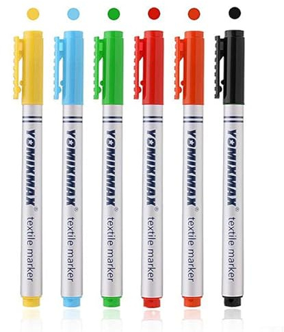 BIVYAX 6 Pennarelli Tessuto Multicolore, Colore Tessuto Permanente per Stoffa, pennarello tessuto permanente per Magliette, Scarpe, Cappelli, Lavabile in Lavatrice, Ideale per Progetti Creativi