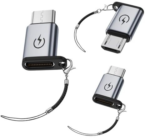 3 Pièces Adaptateurs USB Type C Vers Micro USB, Charge Rapide 18W et Transfert de Données, Convertisseur Compact USB C Femelle Vers Micro USB Mâle, Noir, pour Smartphone, Tablette et Câble de Charge