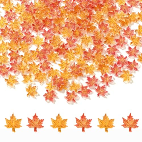 Lyreh 210pcs Mini-Feuilles d'Érable, Feuilles Miniatures Résine | Mini Feuille d'Érable Résine 1,2x1,1cm Petite Décoration d'Automne Résine Comme Remplissage Vase ou Décoration Micro-Paysage