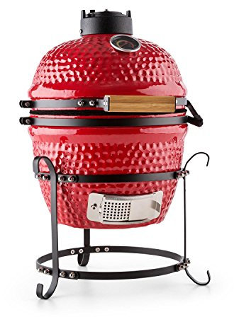 Klarstein Princesize Barbecue Kamado - Griglia in Ceramica da 2 cm, Funzione Affumicatore e Fuoco Lento, 11, Temperatura da 5° a 425°C, Termometro Esterno, Rosso