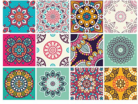 | Autocollants de Carreaux Adhesifs | 12 Pièces - Stickers Autocollants Adhesifs Carrelage - Carreaux de Ciment - Mandacolor - Dimensions d'un Sticker : 15 x 15 cm - Meubles Cuisine Salle de Bains ...