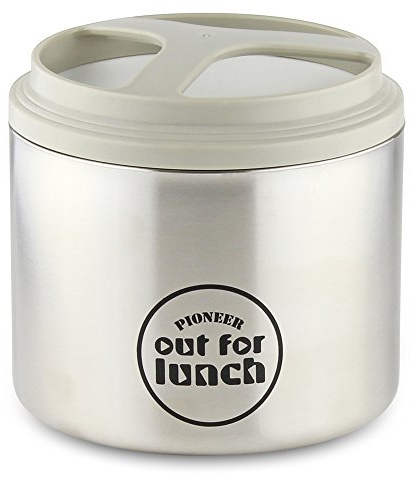 Pioneer Thermo-Speisebehälter 1 L Edelstahl Doppelwandig mit Extra Breiten Öffnung, Isolier Lunch-Box für Suppe/Essen 4 Stunden Heiß 8 Stunden Kühl Auslaufsicher BPA-Frei – Grau