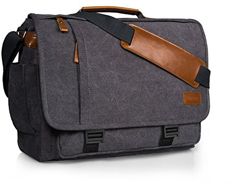 Estarer 15.6 Inch Laptop Bag,Mens Water Resistant Canvas Messenger Satchel Briefcase Shoulder Bag for Work