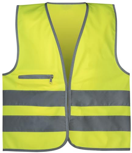 Safety Maker 44571 Gilet di sicurezza per bambini, gilet di sicurezza, gilet riflettente, riflettente per 7-14 anni, giallo