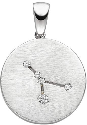 Jobo Sternzeichen-Anhänger aus 925 Sterling Silber matt mit Zirkonia 19 mm