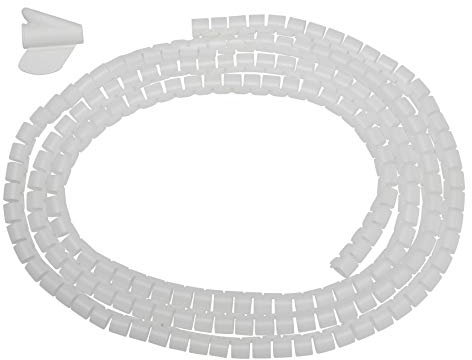 Deskit Store Cable Tidy Sleeve 2m – Flexible 10mm Cable Organizer for Cable Management – Durable Spiral Cable Wrap for Wire Protection – Protective Wire Wrap for a Safe & Clutter-Free Home – White