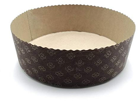 Erre4m Molde para panettone bajo fabricado en papel, color marrón, disponible en 3 tamaños, juego de 10 formas altas para panettone (500 gr)