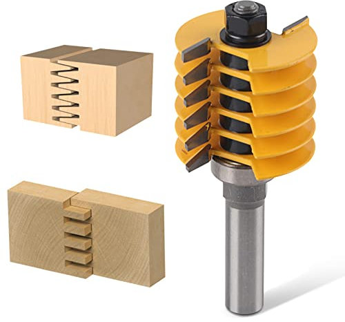 Agatige Jeu de Forets de Toupie à Réglables Router à Rainure Bits Fraise à Bois Mèche de Menuiserie Routeur T Forme Avec 5 Lame de Coupe, coupe-burin réversible pour le travail du bois