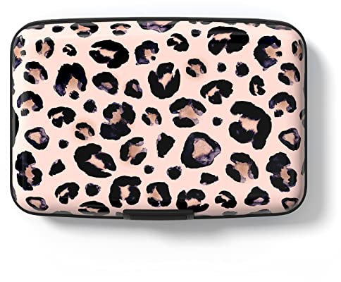 Hsxnam Kreditkartenetui, klein, RFID-Metall, Kreditkartenetui, niedlich, Visitenkartenhalter, Tasche, Ausweishülle für Damen und Herren, pink leopard, Pink Leopard, Modern