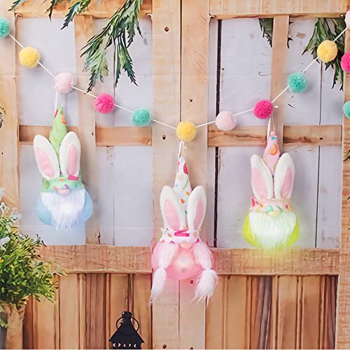 Easter Decorations Home Table, Light Up Easter Gonk, Easter Bunny Ornaments, Easter Gnome Rabbit Ears Dolls Set, Hanging Small Gonk Figures Spring Summer Decorations Gonk Gnome 3pcs Set Easter Gifts