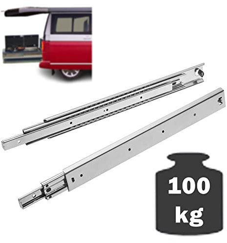 BRESKO 1 Paar (2 Stück) Schwerlastauszug 30 – 100 cm 100 kg Traglast Schwerlastschiene Schubladenschiene Vollauszug Schwerlast Kugelführung (600 mm)
