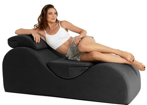 Avana Luvu Lounger - Chaise Lounge Chair for Yoga, Exercise, Massage - High Density Foam - Made in The USA - Black