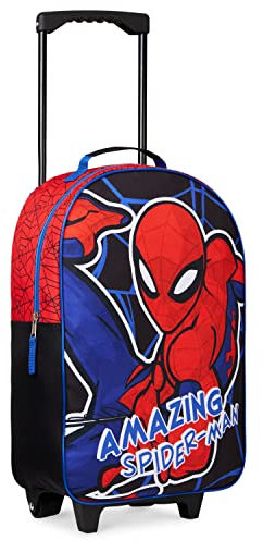 Marvel Kinderkoffer Mädchen Jungen - Spiderman Trolley Handgepäck Faltbar Reisekoffer Kinder Avengers Kabine Tasche für Urlaub Offizielle Fanartikel - 47x30x17cm(Mehrfarbig Spiderman)