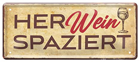 Retro Wein Blechschild mit witzigen Spruch im Vintage Stil - Deko Metallschild für Küche Weinkeller Weinbar Weingut - Geschenkidee für Weinkenner Weinliebhaber - Geschenk für Frauen - 28x12cm