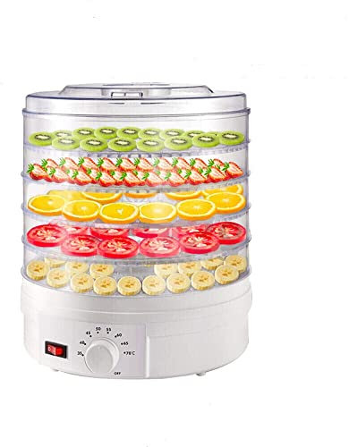 Food Dehydrator, 5 Trays Mini Electric Fruit Meat Vegetables Beef Dryer Veg Preserver Machine with Adjustable Temperature