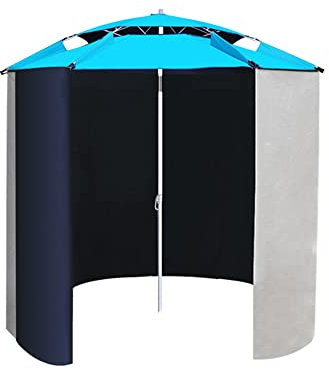 Blauer Sonnenschirm Im Freien Kippbarer Gartenschirm 2.0m 2.2m 2.4m 2.6m Großer Strandschirm UV Schutz Ampelschirm Verstellbarer Marktschirm Mit Lätzchen (Size : 2.2m/7.2ft)