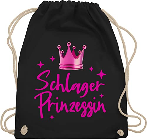 Turnbeutel Rucksack - Party Outfit - Schlager Prinzessin - Konzert Volksmusik Schlagerparty - Unisize - Schwarz - beutel schlagernacht schlagerprinzessin tasche für schlagerfans princess baumwolle