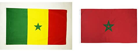 AZ FLAG Drapeau Sénégal 150x90cm - Drapeau sénégalais 90 x 150 cm Polyester léger & Drapeau Maroc 150x90cm - Drapeau marocain 90 x 150 cm Polyester léger