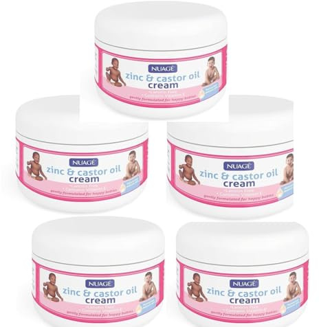 Nuage Nappy Rash Cream 200ml x 5 Zinc and Castor Oil Baby Rash Cream for Nappy Rash Sensitive Skin Newborn Safe Family Pack by Omoge Hair Ltd