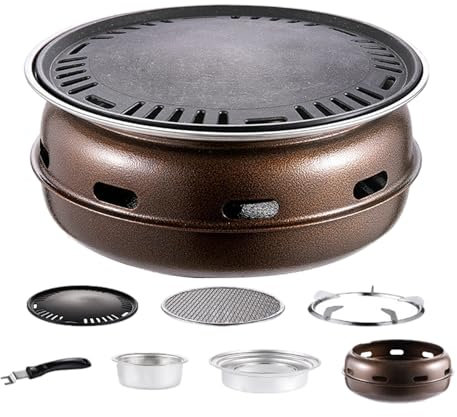 Ensemble de réchaud à charbon de bois, poêle de camping coréen, barbecue traditionnel coréen, barbecue de style coréen, poêle de barbecue d'extérieur robuste pour table, cuisine en plein air,