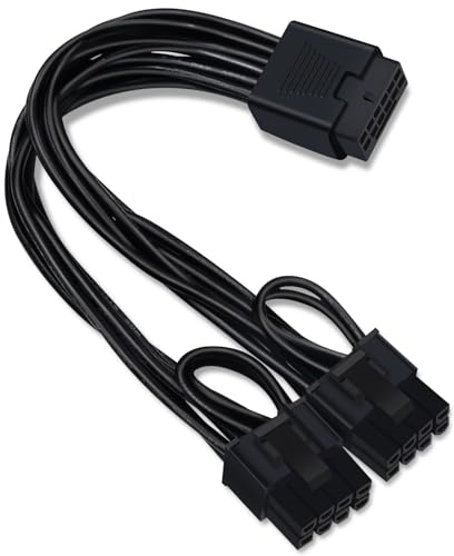 COMeap Cavo di prolunga 12VHPWR, cavo di alimentazione GPU PCIe da 16 pin femmina a doppio 8 pin (6+2) maschio, per alimentazione con porta 12 + 4 pin 12 VHPWR da 19,5 cm