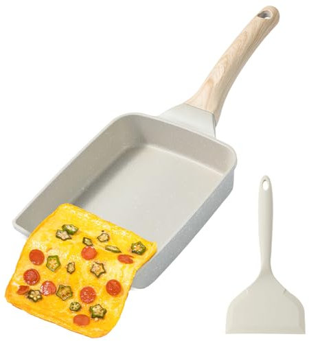 Kinberry Non Stick Frying Pan, Fry Pan for Induction Hobs Tamagoyaki Japanese Omelette Pan, Rectangle Egg Pan for Pancake Crepes Bacon Sausages Burgers, Universal for Electric and Gas Stoves