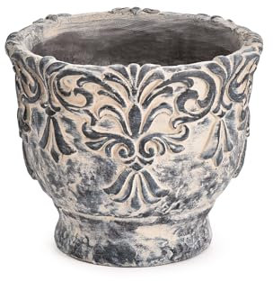 Sungmor Maceta de cemento en relieve vintage de 7.3 pulgadas con agujero de drenaje