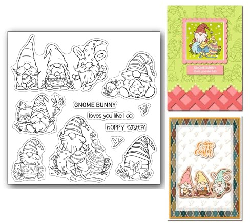 arriettycraft Transparente Oster-Stempel für Kartenherstellung, Dekoration, Tagebuch, DIY, Scrapbooking, Oster-Zwerg, Ei, transparente Siegelstempel für Alben, Papierbasteleien