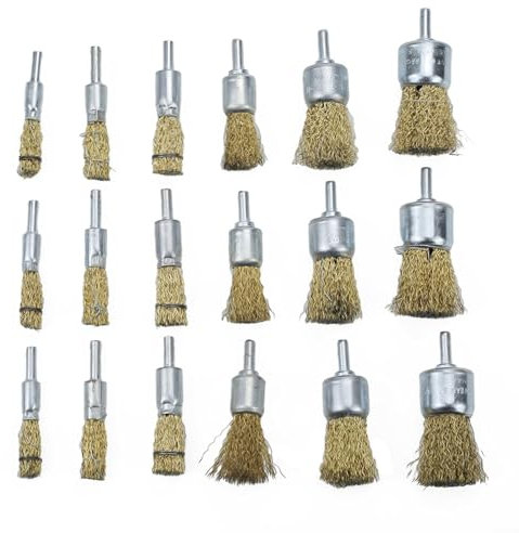 Steel Wire Brush Wheel, 6mm Shank Copper Plating Stainless Steel Wire Wheel Brushes Grinder Rotary Tool Electric Cordless Drills
