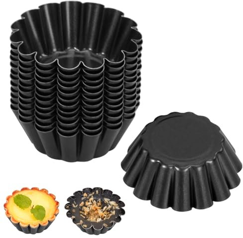 TOATELU 12 Stück mini kuchenform Mini-Tartpfanne, 6.3 * 2.4cm Metall Klein tartelette förmchen, Tarte Pan Tartelette Förmchen Obstkuchenform für Schokola dentorten Quiches muffins