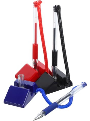 Gogogmee 3stücke Desktop Gelstifte Mit Stand Sicherheitsstifte Für Empfangstresen Anti-diebstahl Schwarz Blau Rot Für Bank Und Hotel