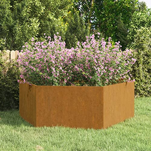 Homgoday Pot de fleurs en acier Corten 120 x 120 x 45 cm - Pot de fleurs d'extérieur pour patio, jardin, terrasse et pelouse - Décoration de jardin pour légumes et herbes aromatiques