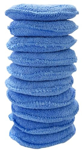 Lot de 10 tampons de polissage manuels en microfibre pour voiture - Bleu