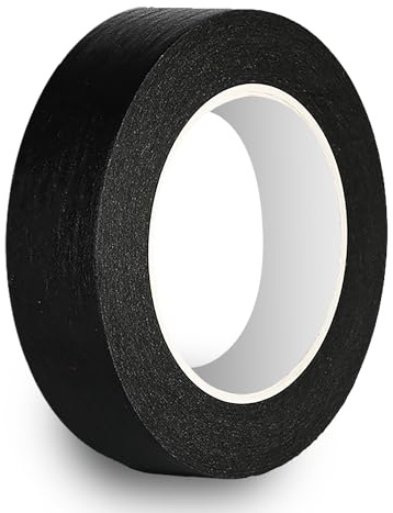 Rusoz Kreppband Schwarz Malerkrepp 25mm x 50m Abklebeband Maler Automotive Kreppband Leicht Abnehmbar Malerband Für Malerarbeiten, Renovierungen, Autolack-Maskierung