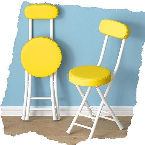 Generisch Schemel Barhocker Klapphocker aus PU-Leder klappbarer Barstuhl mit gepolsterter Rückenlehne und Sitzfläche Küchenhocker Höhe 45 cm für Esszimmer Pub und Bistro (Farbe: Schwarz Größe: