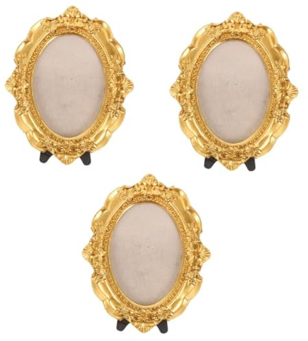 Cabilock 3 Bilderrahmen Im Europäischen Stil 5 X 3 Antik Tischdekoration Mini Bilderrahmen Bürodekoration Schreibtischdekoration Barock 3 X 5 Ovaler Spiegel