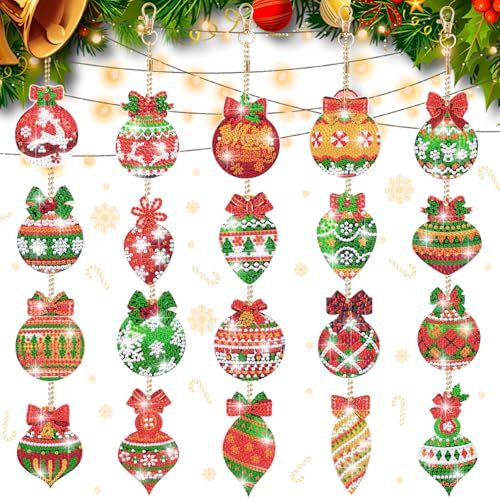 Diamond Painting Weihnachten Anhänger 20 Stück – 2024 Newest 5D Diamant Painting Weihnachten DIY Bastelset für Kinder, Schlüsselanhänger, Weihnachtsdekoration, Kreatives Basteln, Weihnachtsgeschenke