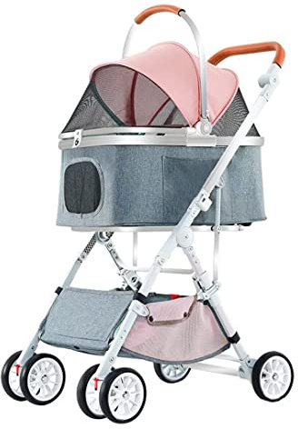 Abnehmbare Haustier-Trolley-Kinderwagen, Haustier- 3-in-1-Hundekinderwagen for tragbare Hundetasche/Autositzkorb, universeller Haustier-Pushcahir-Kinderwagen for Katzen und Hunde mit verstellbarer Mar