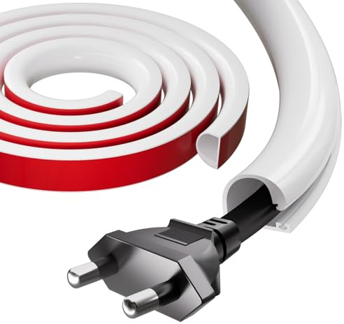 1m Kabelkanal Weiß Selbstklebend Mini,Silikon Halbrund Kabelkanäle | Flexible Kabelabdeckung Cable Hider,Kabelschacht zum Verstecken für 1 Kabel,Verstecken von Stromkabeln zu Hause oder im Büro
