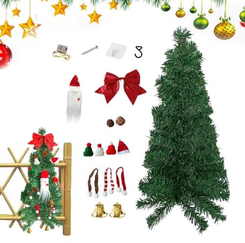 Corona di Natale all'aperto,Corone di Natale per Porta Principale | Corona Artificiale Corona di Natale - Corona All'Aperto di Albero capovolto, Corona della Porta Anteriore con Ornamenti