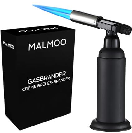 Malmoo Flambierbrenner Gasbrenner Nachfüllbarer Creme Brulee Brenner mit Sicherheitsschloss für die Küche, Gebäck, Desserts, Camping