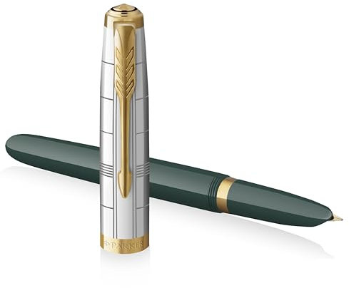 Parker 51 Premium Collection Fountain Pen | Forest Green with Gold Trim | Fine Nib | Gift Boxed